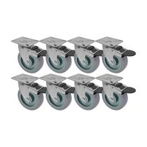 Kit 8 un roda rodízio giratório freio trava pvc bp 5" 130mm Kit 8 un roda rodízio giratório freio trava pvc bp 5" 130mm
