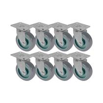 Kit 8 un roda rodízio giratório pvc bp 4 pol 100mm móveis