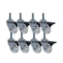 Kit 8 un roda rodízio giratório rosca freio gel 1,3/8" 40mm