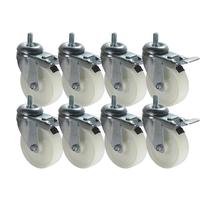 Kit 8 un roda rodízio giratório rosca freio trava nylon 5"