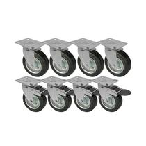 Kit 8 un roda rodízio giratório trava borracha maciça 5 pol