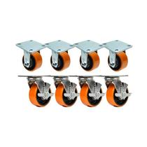 Kit 8 un rodízio fixo giratório freio poliuretano ferro pu 6 Kit 8 un rodízio fixo giratório freio poliuretano ferro pu 6