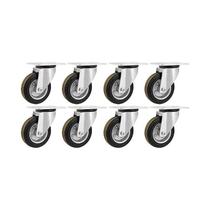 Kit 8 un rodízio giratório borracha preta aço 8" 203mm 180kg Kit 8 un rodízio giratório borracha preta aço 8" 203mm 180kg