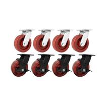 Kit 8 un rodízio giratório e freio celeron marrom 6" 152mm Kit 8 un rodízio giratório e freio celeron marrom 6" 152mm