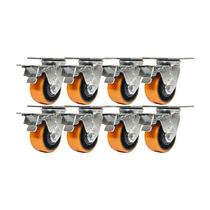 Kit 8 un rodízio giratório trava poliuretano ferro pu 3"