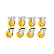 Kit 8 un rodízio roda fixo e giratório pvc amarela 5" 127mm