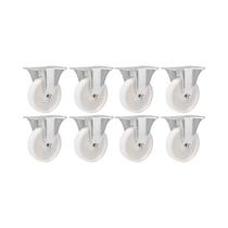Kit 8 un rodízio roda fixo nylon aço zincado 3" 76mm 100kg