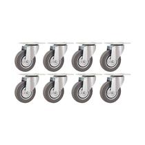 Kit 8 un rodízio roda giratório borracha cinza 3" 76mm