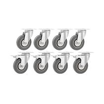 Kit 8 un rodízio roda giratório e freio pvc cinza 4" 101mm