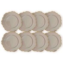 Kit 8 Un Sousplat Bege C/ Dourado Polipropileno 33Cm Rafimex