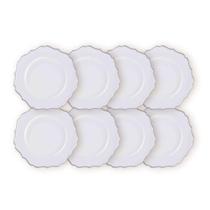 Kit 8 Un Sousplat Branco Com Prateado 33Cm Rafimex Kit 8 Un Sousplat Branco Com Prateado 33Cm Rafimex