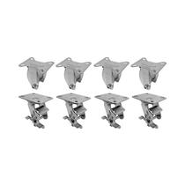 Kit 8 un suporte garfo fixo e giratório freio 4pol p/rodízio