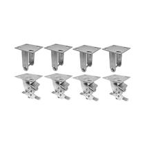 Kit 8 un suporte garfo fixo e giratório freio 8pol p/rodízio Kit 8 un suporte garfo fixo e giratório freio 8pol p/rodízio