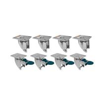 Kit 8 un suporte garfo giratório freio 4 pol p/rodízio