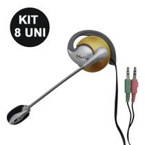 Kit 8 Uni. Fone de ouvido com microfone P2 Home Office Computador Notebook Jogos Headset