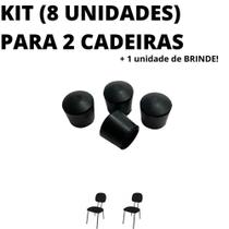 Kit 8 Unidades Sapata Ponteira Cadeira 1,2cm 1/2 Polegadas (Para 2 Cadeiras)