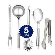 Kit 8 Utensílios Cozinha Aço Inox Completo Profissional Resistente Restaurante Buffet