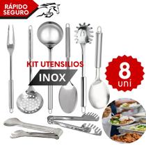 Kit 8 Utensílios Cozinha Aço Inox Completo Profissional Resistente Restaurante Buffet Kit 8 Utensílios Cozinha Aço Inox Completo Profissional Resistente Restaurante Buffet