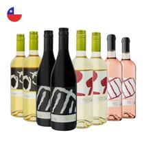 Kit 8 Vinhos Chilenos Pinot Noir Rosé Carmenere Sauvignon Blanc e Branco Suave Cuentos del Fuego