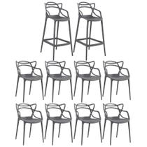 Kit - 8 x cadeiras + 2 x banquetas altas Masters Allegra