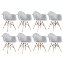 KIT - 8 x cadeiras Charles Eames Eiffel DAW com braços - Base de madeira clara -