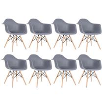 KIT - 8 x cadeiras Charles Eames Eiffel DAW com braços - Base de madeira clara -