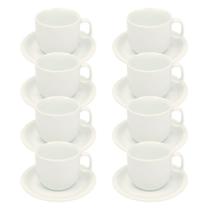 Kit 8 Xícaras de Chá com Pires 220ml em Porcelana Kit 8 Xícaras de Chá com Pires 220ml em Porcelana