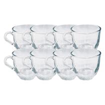 Kit 8 Xicaras Vidro Resistente 150ML Para Cha Cafe Transparente