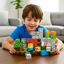 Kit 80 Blocos Magnéticos Cubos Fazenda 80 Peças Brinquedo Divertido e Educativo