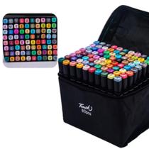 Kit 80 Canetinhas Marcador Escolar Profissional Ponta Dupla