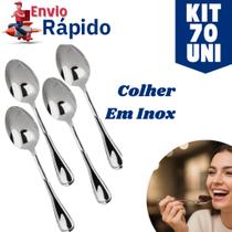 Kit 80 Colher de Mesa de Aço Inox Premium Talher Para Casas Restaurantes Bares Buffet Sopa