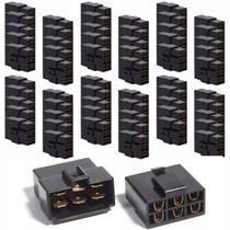 Kit 80 Conectores 6 Vias Com Trava Som Automotivo Faston Capa Rígida