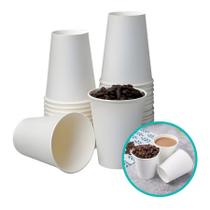 Kit 80 Copos Papel Branco 266ml Biodegradável Café Chá Expresso Kit 80 Copos Papel Branco 266ml Biodegradável Café Chá Expresso
