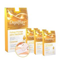 Kit 80 Folhas Prontas Depilação Corporal Depilflax Natural 4 Caixas c/ 20un