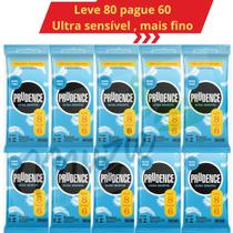 Kit 80 Preservativo Camisinha Masculino Lubrificado Ultra Sensível Prudence c/ 8 un cada Embalagem