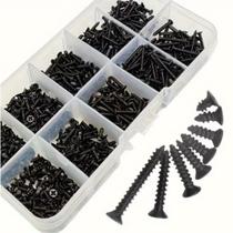 Kit 800 parafusos m2*10 philips pretos roscante aço carbono