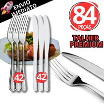 Kit 84 Talheres Inox Premium Garfo E Faca Refeição Restaurante Lanchonete Cozinha Buffet