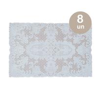 Kit 8un Lugar Americano Rendado Retangular 30x45 branco JA1