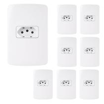 Kit 8Und Conjunto com Tomada Branco 10A 2P+T 250V Placa 4x2 Kit 8Und Conjunto com Tomada Branco 10A 2P+T 250V Placa 4x2