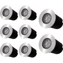 Kit 8x Balizador Blindado Piso LED 1W IP65 Bivolt Branco Quente