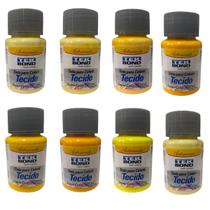 Kit 8x Tintas Para Tecido Tekbond 37ML Tons de Amarelo