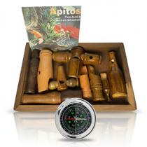 Kit 9 Apitos Aves e Animais + Bússola Pro Aves Caça e Trilha
