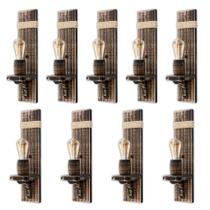 Kit 9 Arandelas Luminária de Parede Colonial em Madeira Maciça Rústica e Sisal Ideal para Sítios Chácaras Chalés Retrô Vintage Kit 9 Arandelas Luminária de Parede Colonial em Madeira Maciça Rústica e Sisal Ideal para Sítios Chácaras Chalés Retrô Vintage
