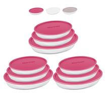 Kit 9 Assadeiras Oval Vidro Com Tampa 1,6L 2,4L 3,2L Marinex