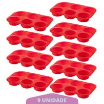 Kit 9 Assadeiras Silicone Cupcake Retangular Sortida Bolinho