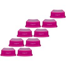 kit 9 Assentos Infantis Antiderrapante Rosa Formato Trapézio Suporta 80Kg para Banheiro