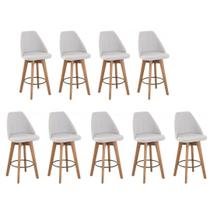 Kit 9 Banquetas Gourmet Giratória Maya-Tecido Bege