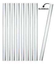 Kit 9 Bastões Agitadores 6x300mm Vidro Maciço Ponta Lapidada Kit 9 Bastões Agitadores 6x300mm Vidro Maciço Ponta Lapidada