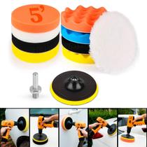 Kit 9 Boinas Polimento 125mm Com Adaptador Para Furadeira Kit 9 Boinas Polimento 125mm Com Adaptador Para Furadeira