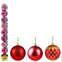 Kit 9 bolas de natal dourada enfeite natalino vermelho 5cm - Zein